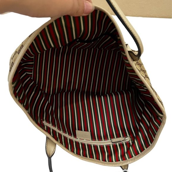 Authentic Gucci Shoulder Bag Brown Canvas Used GG Handbag Vintage​​ - Picture 9 of 14